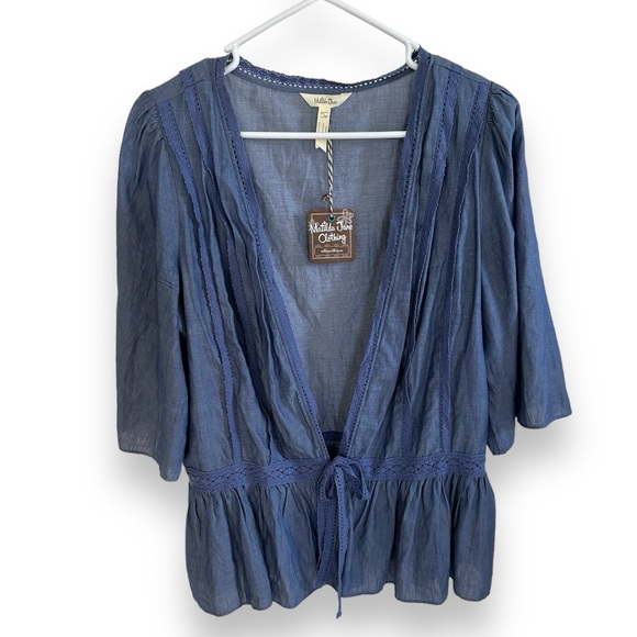 NWT Matilda Jane Hour by Hour Chambray Cardigan Jacket Denim Light Jean | Large - Picture 2 of 8